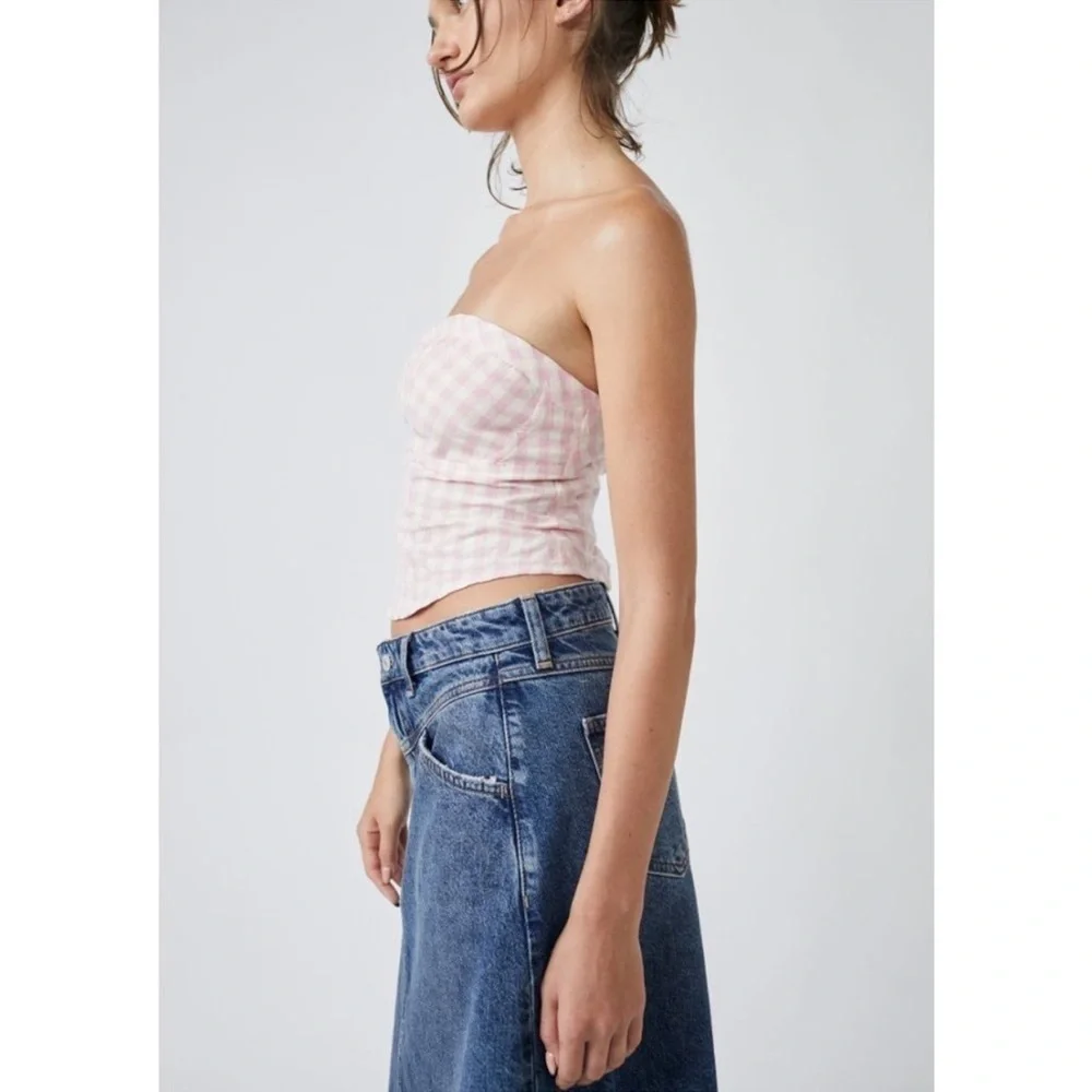 NWOT Free People Leilani Gingham Tube Top